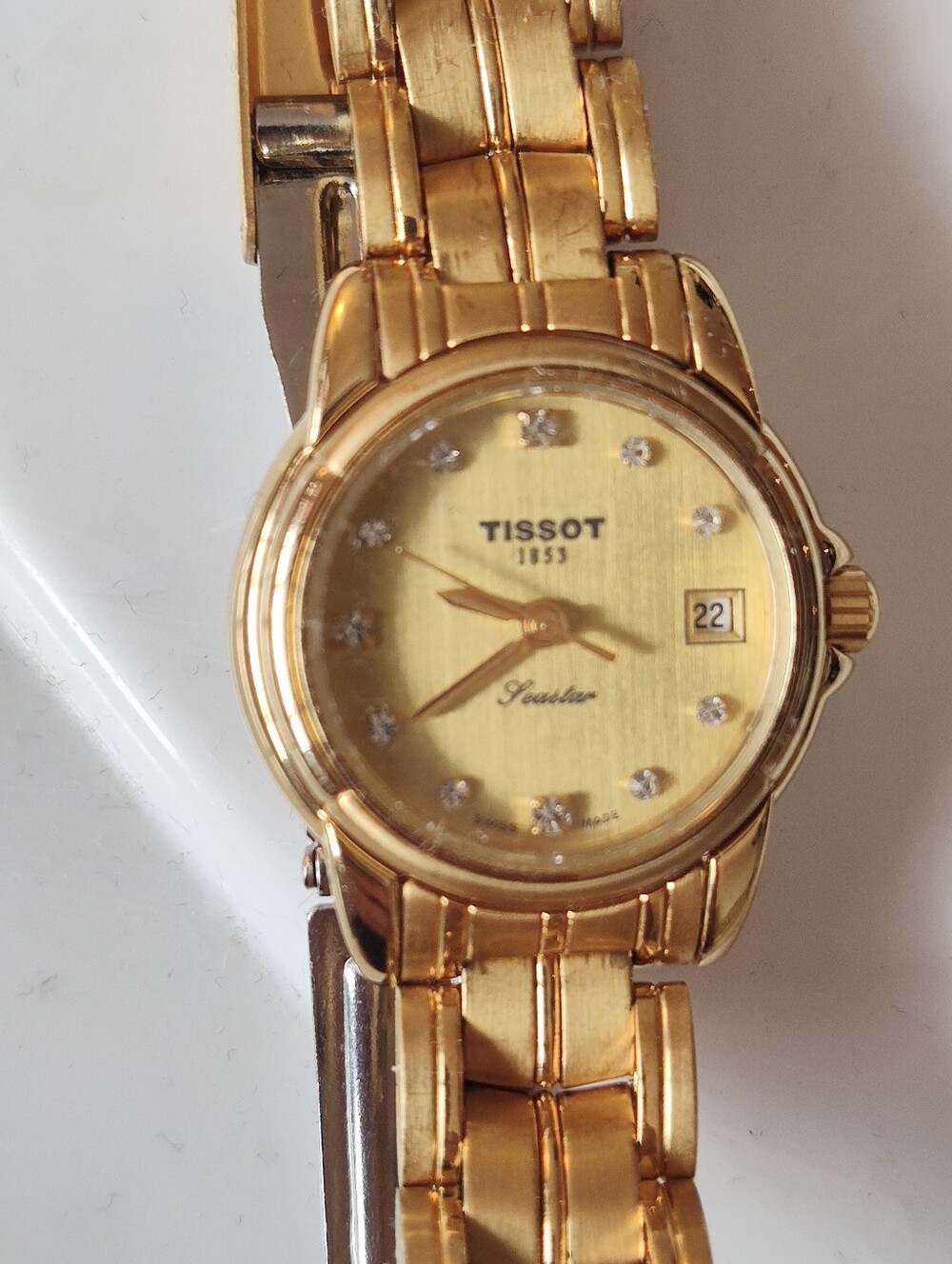 Tissot Gold-Tone Ladies Bracelet Watch with Crystal Markers - Picture 8 of 9